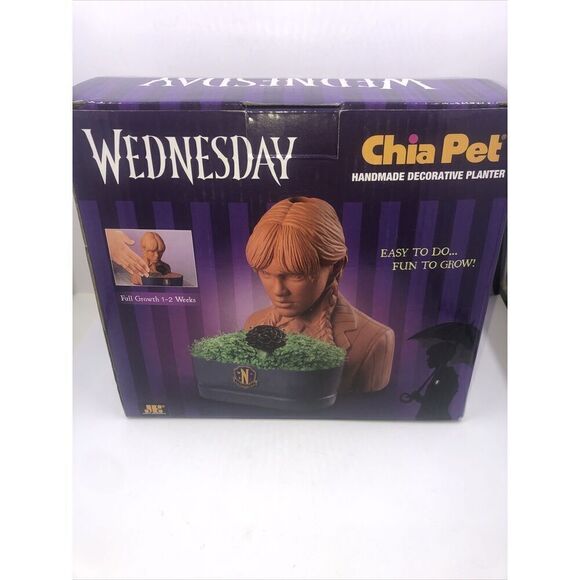 Wednesday Addams Chia Pet Handmade Decorative Planter  Addams Family, Open Box - Picture 2 of 7